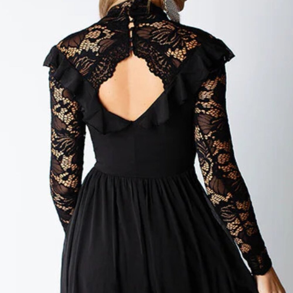 Goth Ruffle Lace Boho Witchy Sveta Dress in Black Sveta - Picture 3 of 4